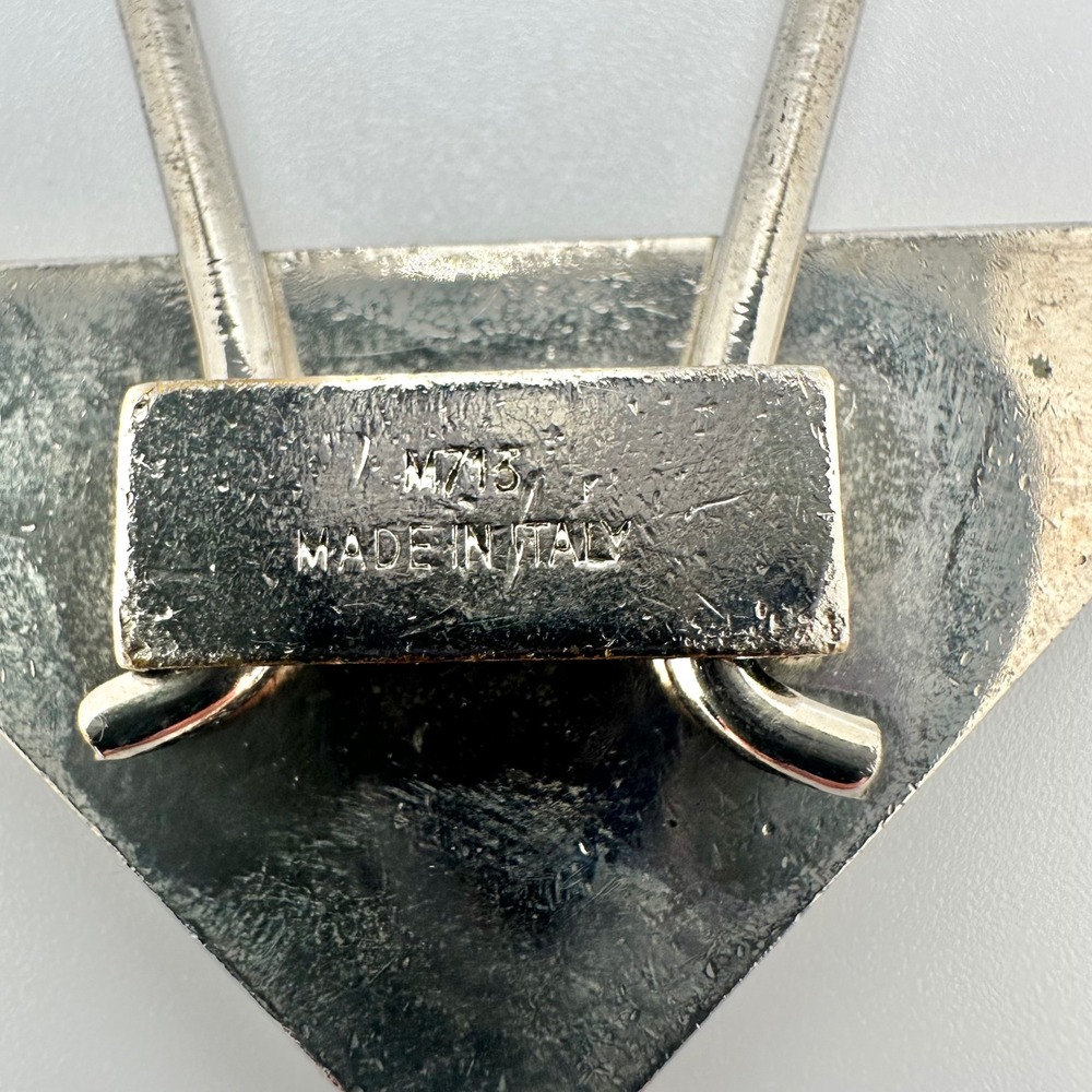 Authentic Prada Triangle Logo Key Ring Keychain Yellow Enamel Silver Tone - Picture 7 of 11